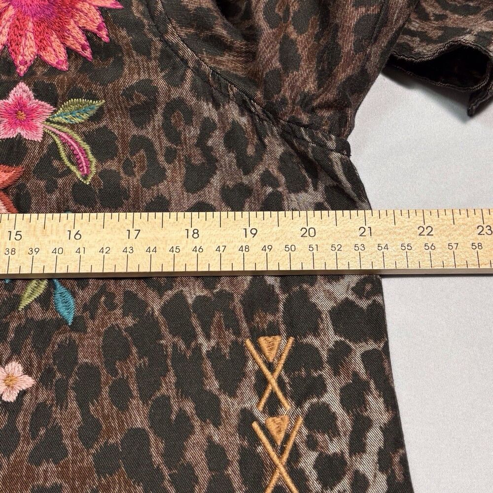 Johnny Was Embroidered Floral Leopard Print Tunic Top - Picture 10 of 11